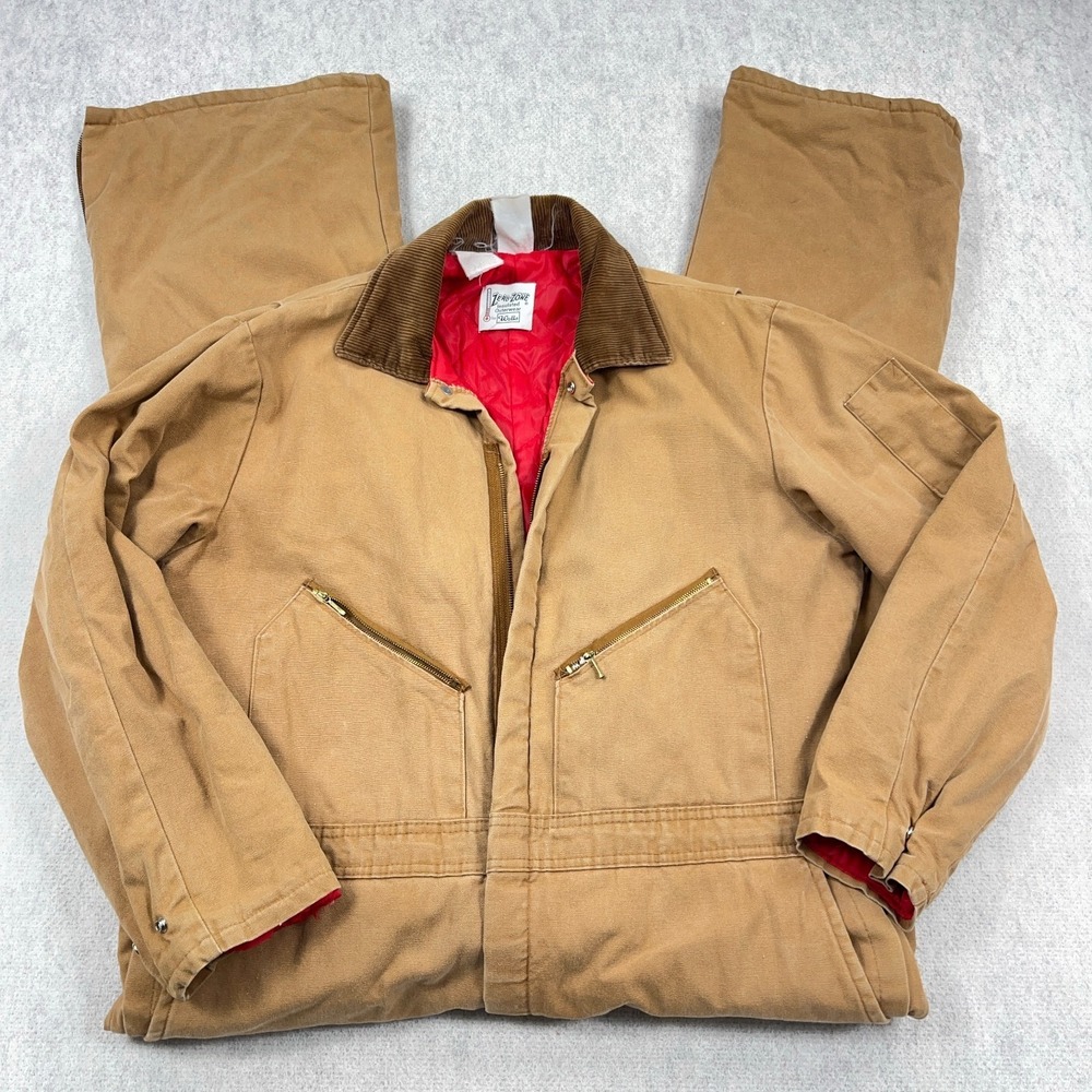 Vintage Walls Coveralls Mens XL Brown Duck Canvas Zero Zone Faded Insulated Work
